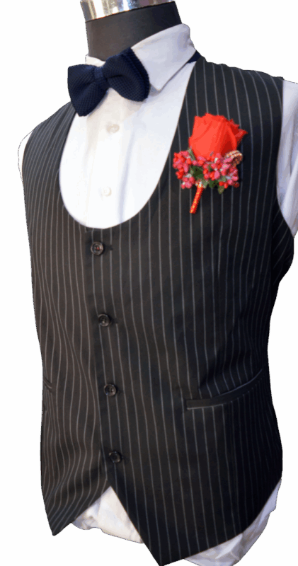 Bobos Black with White Stripes Waistcoat