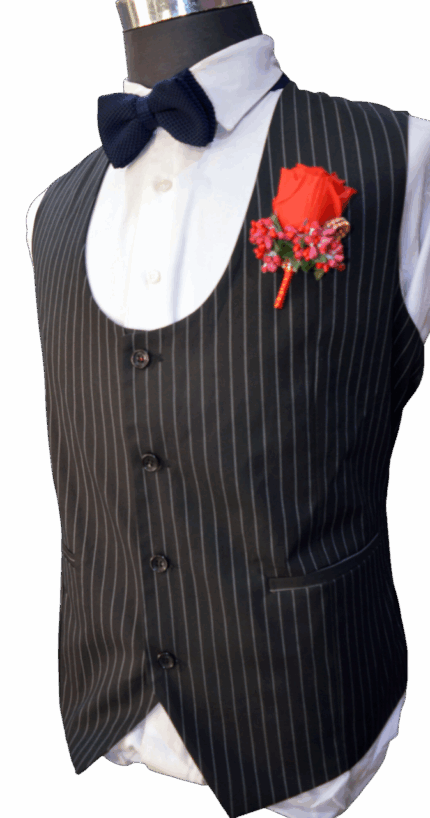 Bobos Black with White Stripes Waistcoat