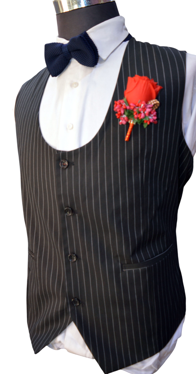 Bobos Black with White Stripes Waistcoat