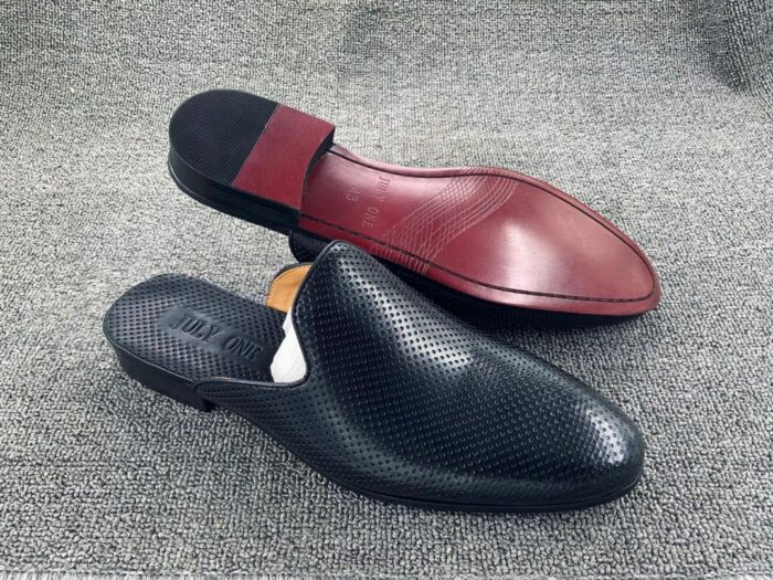 Black Half Leather Shoe for men