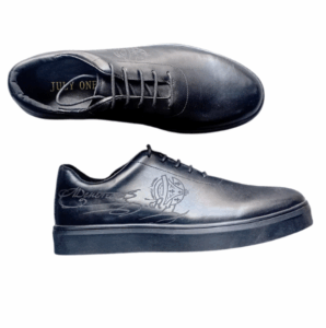 July One Black Leather Signature Sneakers